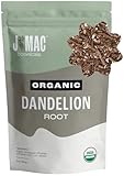 J Mac Botanicals Organic Dandelion Root (8 oz) unroasted, herb for tea and other infusions, Packaged in the USA, Certified USDA Organic