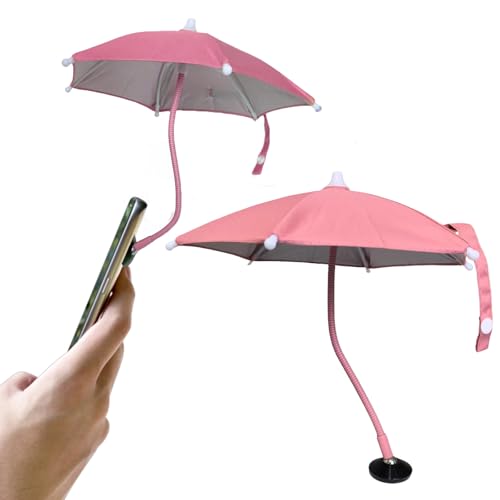 Dermonem Parapluie de téléphone portable avec tuyau flexible réglable à 360 °, Support de téléphone portable magnétique, parasol pour téléphone portable adapté à une utilisation en voiture (rose)