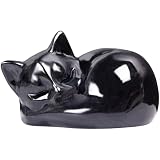 QLRSUXN Black Obsidian Cat Figurine Healing Crystal Sleeping Cat Decor Gift