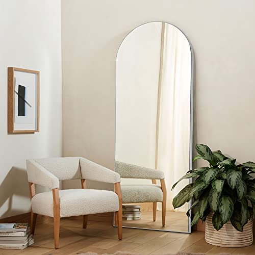 Image of PexFix Arched Full Length Mirror, 65''x22'', Floor Standing, Contemporary Style, Silver Wood Frame