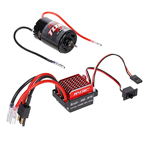 Goolrc 550 21T Brushed Motor With 60A Brushed Esc Electric Speed Controller (Male Plug) Replacement For 1/10 Hsp Hpi Wltoys Kyosho Trx-4 Trx-6 Rc Car Truck #TOP12