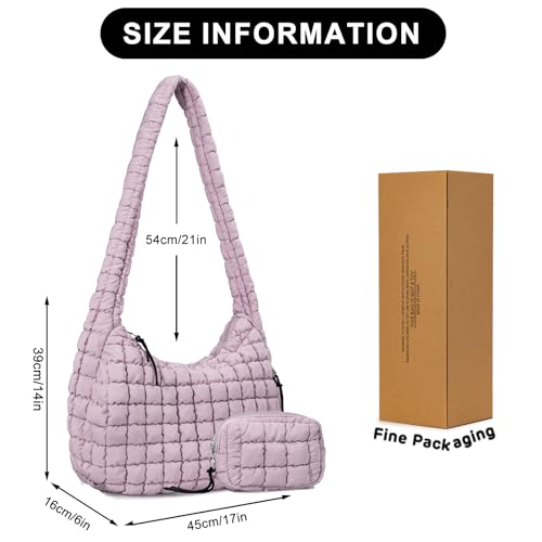 Image of GASSDA Puffer Tote Bag for Women Large Quilted Puffy Lightweight Carryall Crossbody Tote Bag for Women