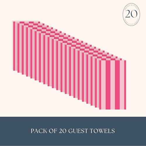 Image of Bonjour Fete Hot Pink Cabana Stripe Guest Towels, Pack of 20, 4.25x7.75 inch