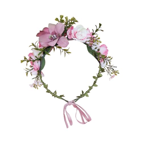 DEARMAMY Couronne De Fleurs Pour Cheveux Mariage Bandeau Ruban Coiffure Accessoire Pour Robe De Mariée Guirlande De Cheveux Décoration