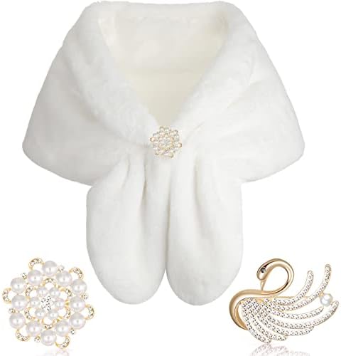 Geyoga Faux Fur Shawl Wrap Women Bridal