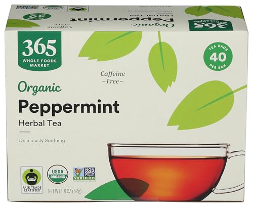 365 by Whole Foods Market, Organic Peppermint Tea (40 Bags), 1.9 Ounce (pack of 12)
