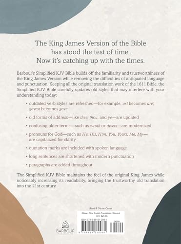 Image of The Barbour Simplified Kjv--Large Print [Rust & Stone Cross]