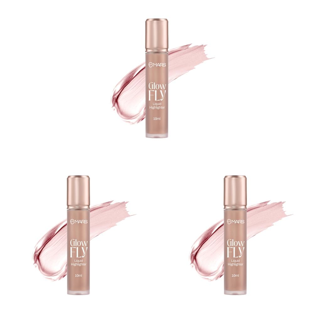 MARS Glow Fly Liquid Highlighter (10 ml) (01-WINGED ROSE) | Enriched With Sunflower Seed Oil | Radiant Glow | No Chunky Particles | Light-Weight & Long-Lasting | Ultra Blendable Formula (Pack of 3)-image-15