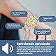 Sprechende Uhr, Funkwellen Steuerung, Sprachansage von Uhrzeit/Datum/Alarm, Stundenansage, Kein Aufladen nötig, Keine App erforderlich, Geeignet für Senioren/Sehbehinderte, TU-0901 (Silber, Herren)