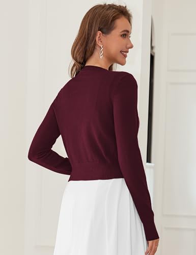 Image of LETDIOSTO Cropped Cardigan Bolero Shrug for Women, Button Down Long Sleeve Knit Sweater for Dresses,for Jeans, XS to XL