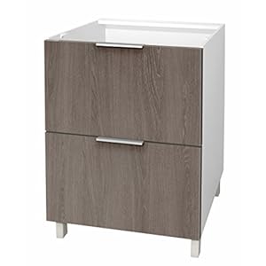 Berlioz Creations CT6BC Unterschrank für Küche mit 2 Schubladen, aus Eiche, 60 x 52 x 83 cm, 100 Prozent französische Herstellung