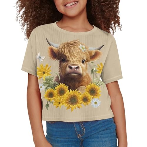 Image of Kids Crop Top Short Sleeve T-Shirts for Girls Size 5-14