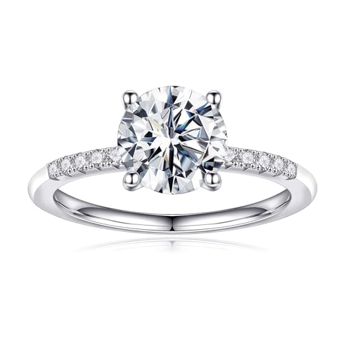 1.5CT Moissanite Engagement Rings for Women - D Color VVS1 Clarity S925 Sterling Silver Jewelry Brilliant Round Cut Solitaire Lab Created Diamond Ring Christmas Gift