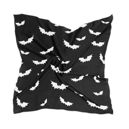 MUCEXQ Halloween Bats Gothic Womens Fashion Silk Scarf Square Satin Headscarf Novelty Neck Scarf Hair Wraps