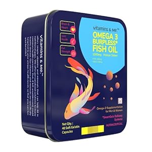 Burpless Fish Oil with Omega 3 by Vitamins & Me – Burp Free Omega 3 Fish Oil – 180 mg EPA & 120 mg DHA – Ideal for Men and Women Healthy Heart Support – 1000 mg Omega 3 (40 Soft Gelatin Capsules)