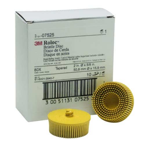 3M Scotch-Brite Roloc Bristle Disc 07525 Yellow, 2", Medium, 10 Discs/bx (3M-7525) - image 1