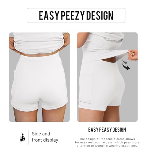 Image of MIRITY Womens Activewear Tennis Dress - Built in Shorts with Pockets and Bra Golf Athletic Workout Dresses