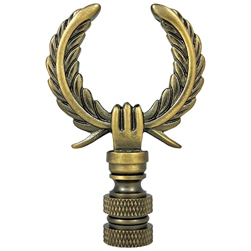 Image of Royal Designs, Inc. Decorative Laurel Wreath Finial for Lamp Shade, Antique Brass - Pack of 1