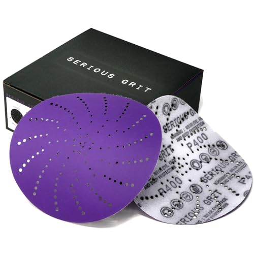 6-Inch 400 Grit Ceramic Multi-Hole Hook & Loop Sanding Discs - Advanced Grain for Fast Cutting & Long Life - Film-Backed Universal Fit Sandpaper for 6-in Sanders - 50 Pack Box