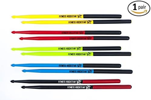 Original High-Grade Plastic FITNESS ROCKSTAR DRUMSTICKS™ for Fitness, Aerobic Classes, Workouts, Exercises, Cardio Drumming + ANTI-SLIP Handles, Blue Pair