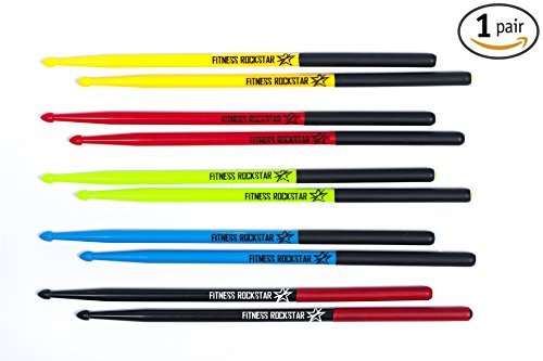 Original High-Grade Plastic FITNESS ROCKSTAR DRUMSTICKS™ for Fitness, Aerobic Classes, Workouts, Exercises, Cardio Drumming + ANTI-SLIP Handles, Blue Pair