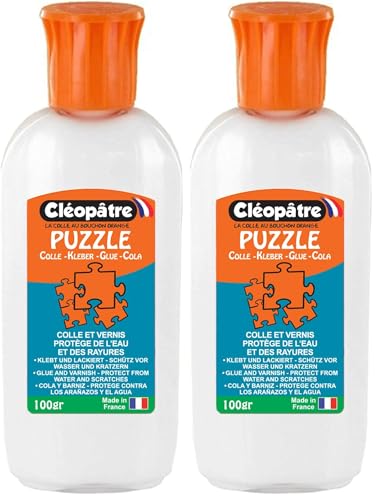 CLEOPATRE - Cléo'Puzzle - Colle Vernis Puzzle avec Embout Précis - Transparent - Flacon 100g - Fabriqué en France (Lot de 2)