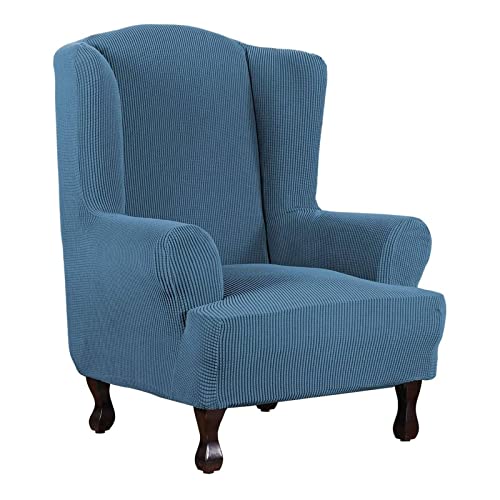 Konsilsa Ohrensessel Husse,Einfarbig Stretch Sesselbezug Ohrensessel Bezug Sesselhusse Sesselüberwürfe Sofa Schutz Schonbezüge für Ohrensessel (Color : Blau) Cover