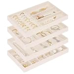 Cirhy Velvet Jewelry Drawer Organizer Trays – Stackable Jewelry Trays for Drawers, Set of 4 Jewelry Organizer for Drawer Inserts, Display Storage Box for Earrings, Rings, Necklaces, Bracelets