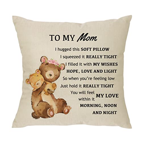 XUNLIZXY to My Mom Throw Pillow Cover Gift,Funny Mother's Day Mommy Mama Nana Pillow Cover for Birthday Christmas Mother Gift from Daughter from Son Cushion Cover 18"x 18"