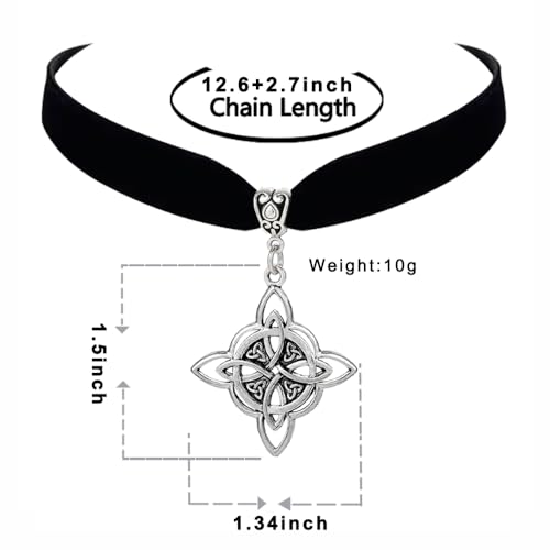 Witch Knot Necklace Gothic Celtic Knot Choker Black Velvet Trinity Triquetra Pendent Necklace Wiccan Jewelry Accessories for Women2