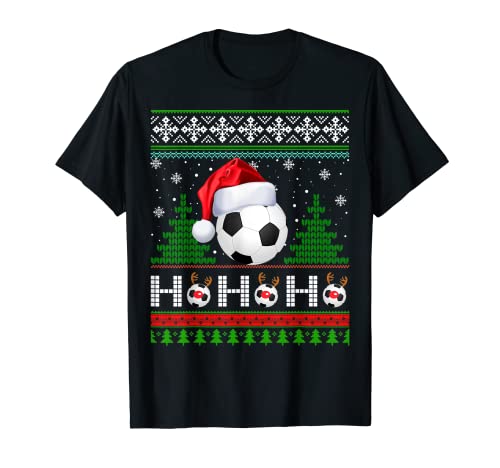 Santa Soccer Brutto Natale Maglione Calcio Regalo di Natale Maglietta