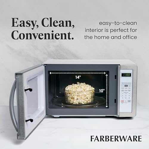 Farberware 1.1 Cu. Ft. Countertop Microwave Oven – 1000 Watts Power, Auto Cook Settings, Defrost, Easy Clean and Child Safety Lock - White Platinum - image 5
