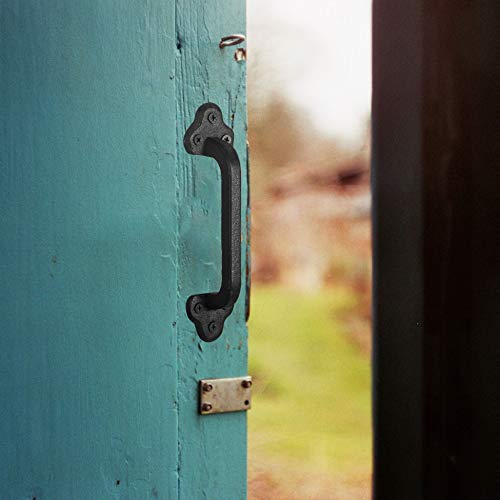 Webi Rustic Gate Handle:9 Inch Cast Iron Sliding Barn Door Handle,Vintage Metal Gate Pull Handle Fence Handle Antique Long Cabinet Handles For Outdoor,Garage,Closet,Interior,Drawer,Black,2 Packs #TOP3