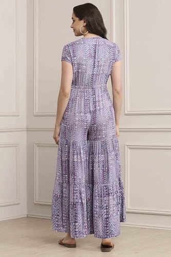 Image of BIBA Women LIVA Straight Printed Jumpsuit