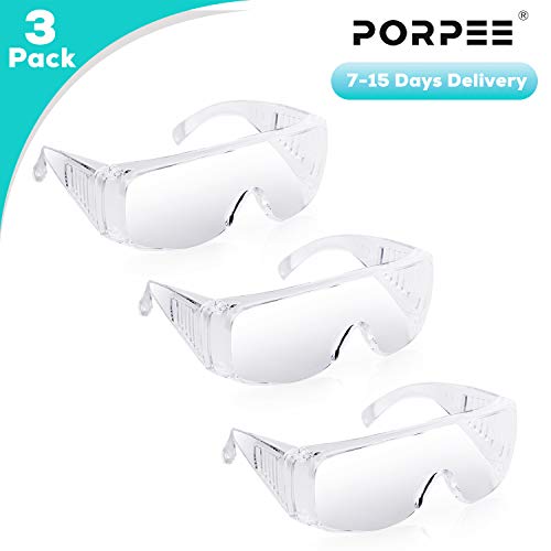 Safety Protective Goggles, PORPEE Safety Laboratory Glasses Anti-Fog, Anti-Splash, Anti-Scratch, Eye Full Protection
