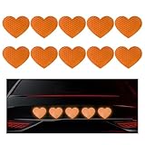 SHMZK 10PCS Vinyl Decal for Cars, High Intensity Reflective Sticker Night Safety Sign Bumper Decals, Waterproof Grid Vinyl Stickers Scratch Cover for Auto Window Laptop (Heart, Orange)