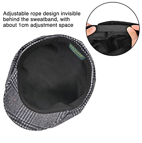 Mens Newsboy Cap High Woolen Tweed Gatsby Hat Ivy Cabbie Flat Golf Cap for Fathers Women Unisex