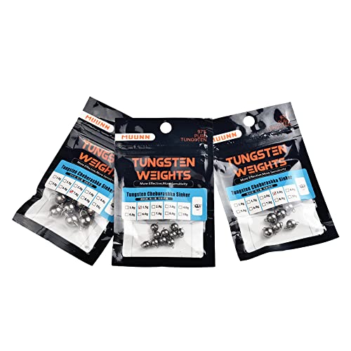 Muunn 10Pcs Tungsten Cannonball Sinkers Fishing Weights,1G Gear Tackle For Saltwater Freshwater,Plain #TOP4