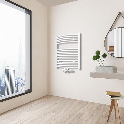 AICA Heizkörper Badheizkörper gebogen 800 x 600 mm Weiß