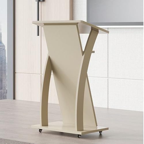Mobilna mównica na kółkach, podium z litego drewna do przemówień przenośna wielofunkcyjna ambona impreza powitalna recepcja regulowana wysokość elegancki design - kolor A