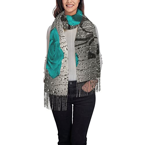 Foulards à franges contre le froid style terne avec motif rose noir