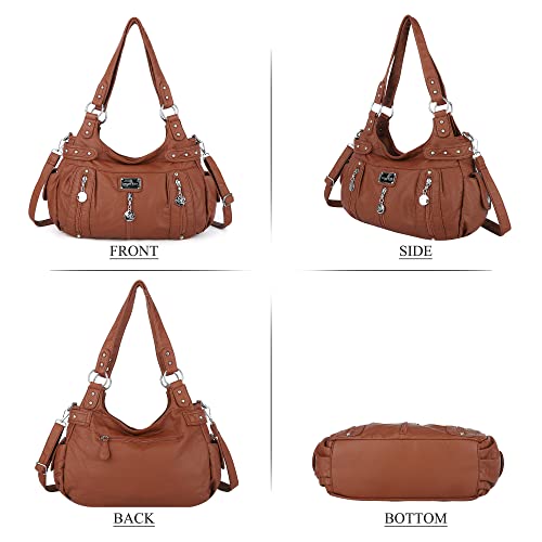 Image of Angel Kiss Large Purses and Handbags for Women Washed Faux Leather Crossbody Hobo Satchel Shoulder Handbag Tote Purse