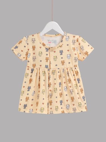 Image of HELLCAT 100% Cotton Baby Frock Dress for Girls - Pack of 3, Soft & Trendy, Short Sleeve