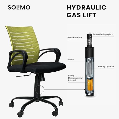 Image of Amazon Brand - Solimo Worklo Mid Back Office Chair for Work from Home | Study | Revolving | Computer (Heavy Duty Powder Coated Metal Base, Stylish Green Mesh)