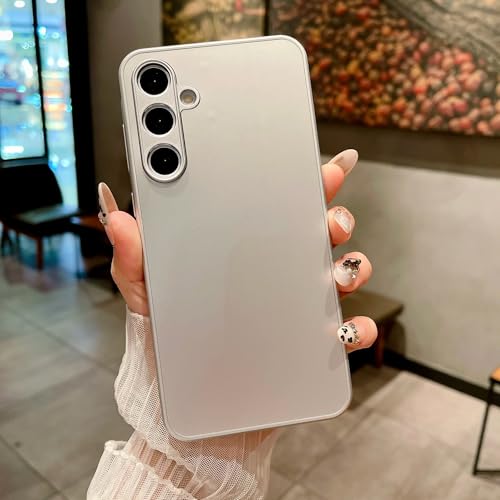 Coque Galaxy A55 en verre givré argenté finition premium