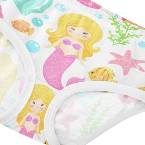 Toddler Girls Underwear 2t Cotton Girl Panties Cute Animal Briefs Underpants Cute Blonde Mermaids Pink4