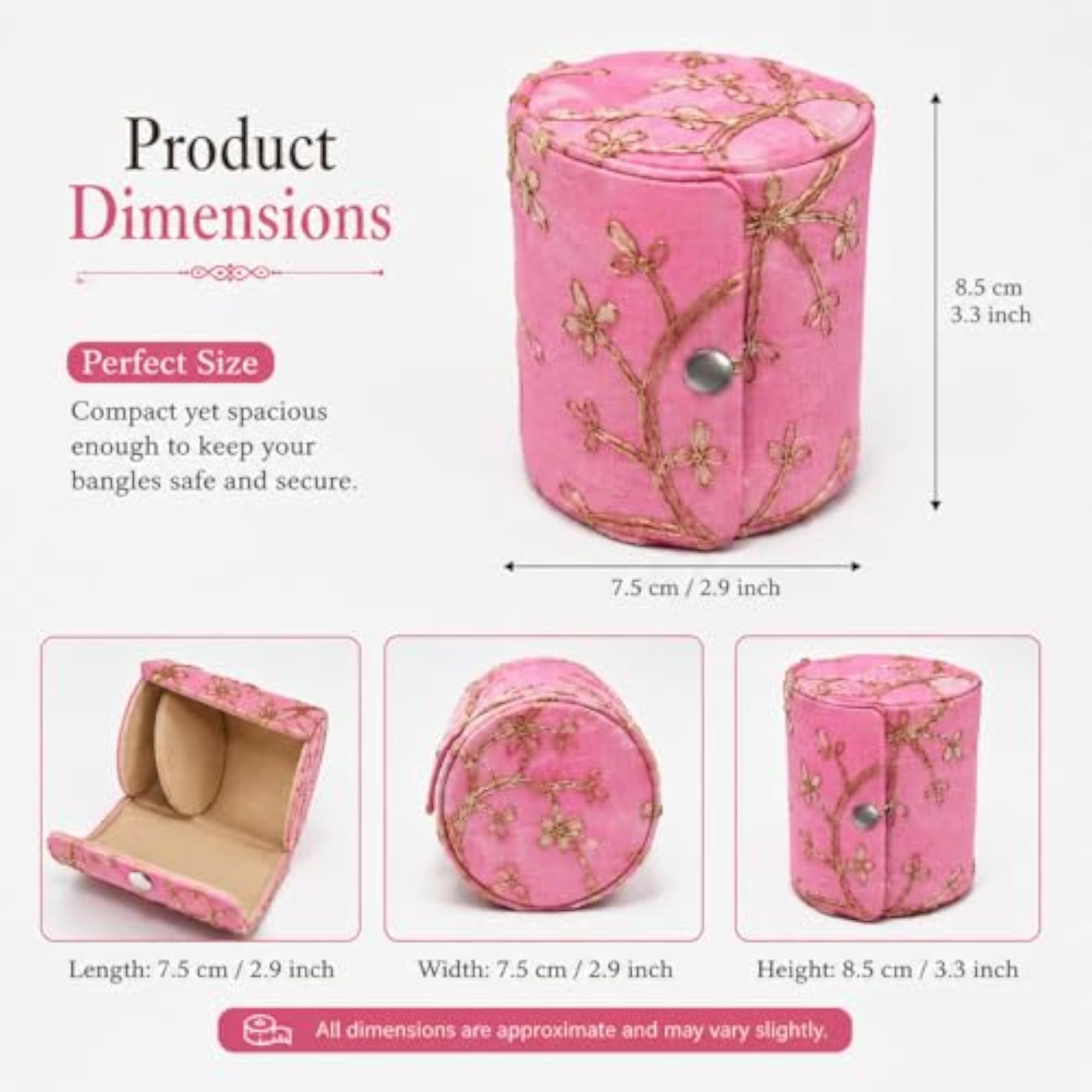 Embroidered Bangle Storage Box for Women, Traditional Organizer