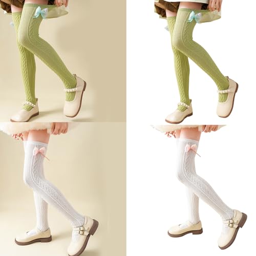 Thigh High Socks, Over the Knee Socks Cotton CablevKnit Kids Girl Spring Stretchy Sock for Girls School Uniform Sock2