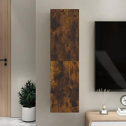 LAPOOH Mueble de TV de pared de roble ahumado de 30,5 x 30 x 110 cm, montado en la pared, mueble de TV, mueble de TV montado en la pared, 826676