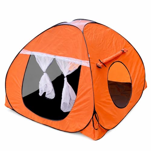 Image of Foldable Play Tent House Big SizelPop-Up Indoor & Outdoor Playhouse for Girls Boys| Multi Purpose Tent House for Kids Boys 3 to 10 Years with Fun Patterns Easy Setup & Portable (Orange)